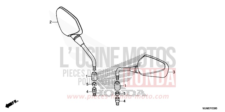 MIROIR de VFR800X "Crossrunner" PEARL GLARE WHITE (NHB53) 2017